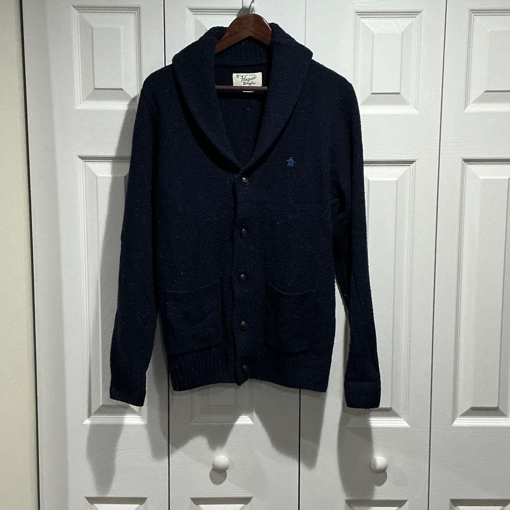 Original Penguin Dark Blue Shawl Collar Cardigan